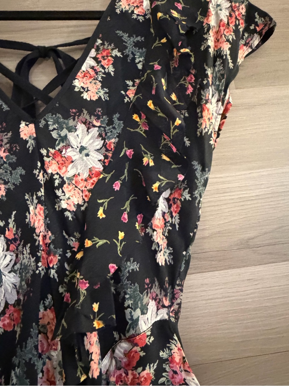 Topshop Nordstrom floral ruffle lace-up back splice d-ring maxi dress Size 4 - Picture 10 of 14